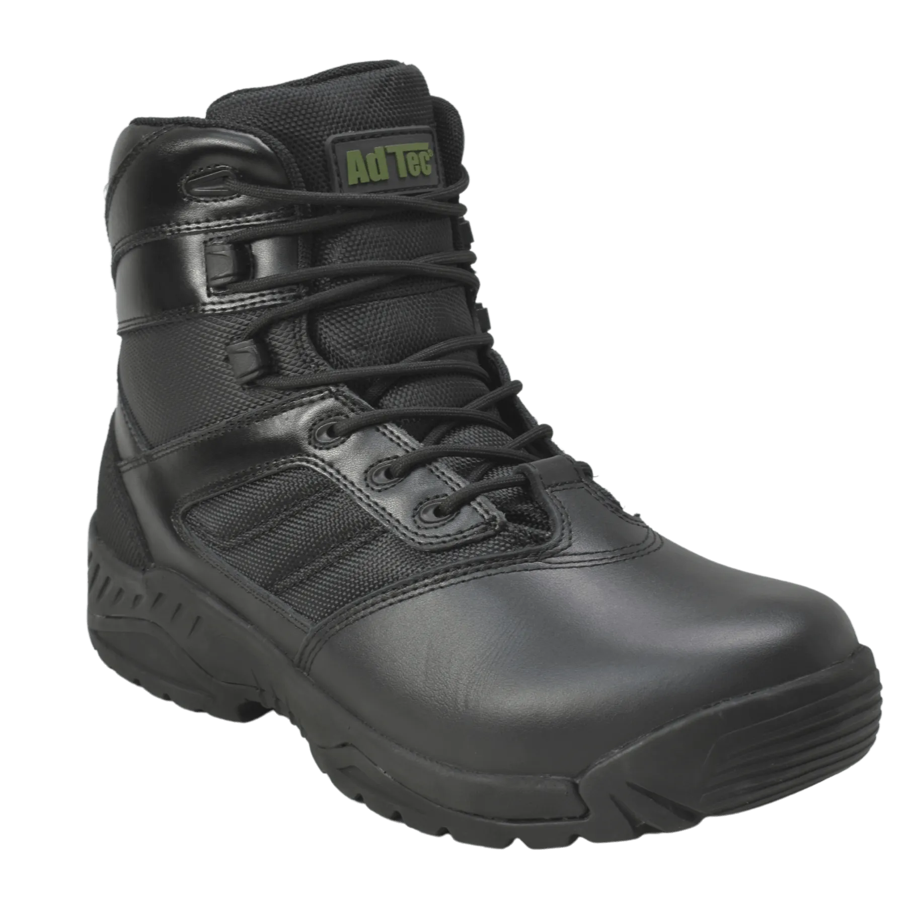 AdTec Men's 6" Full Grain Polishable Leather Side Zipper Tactical Boot Black
