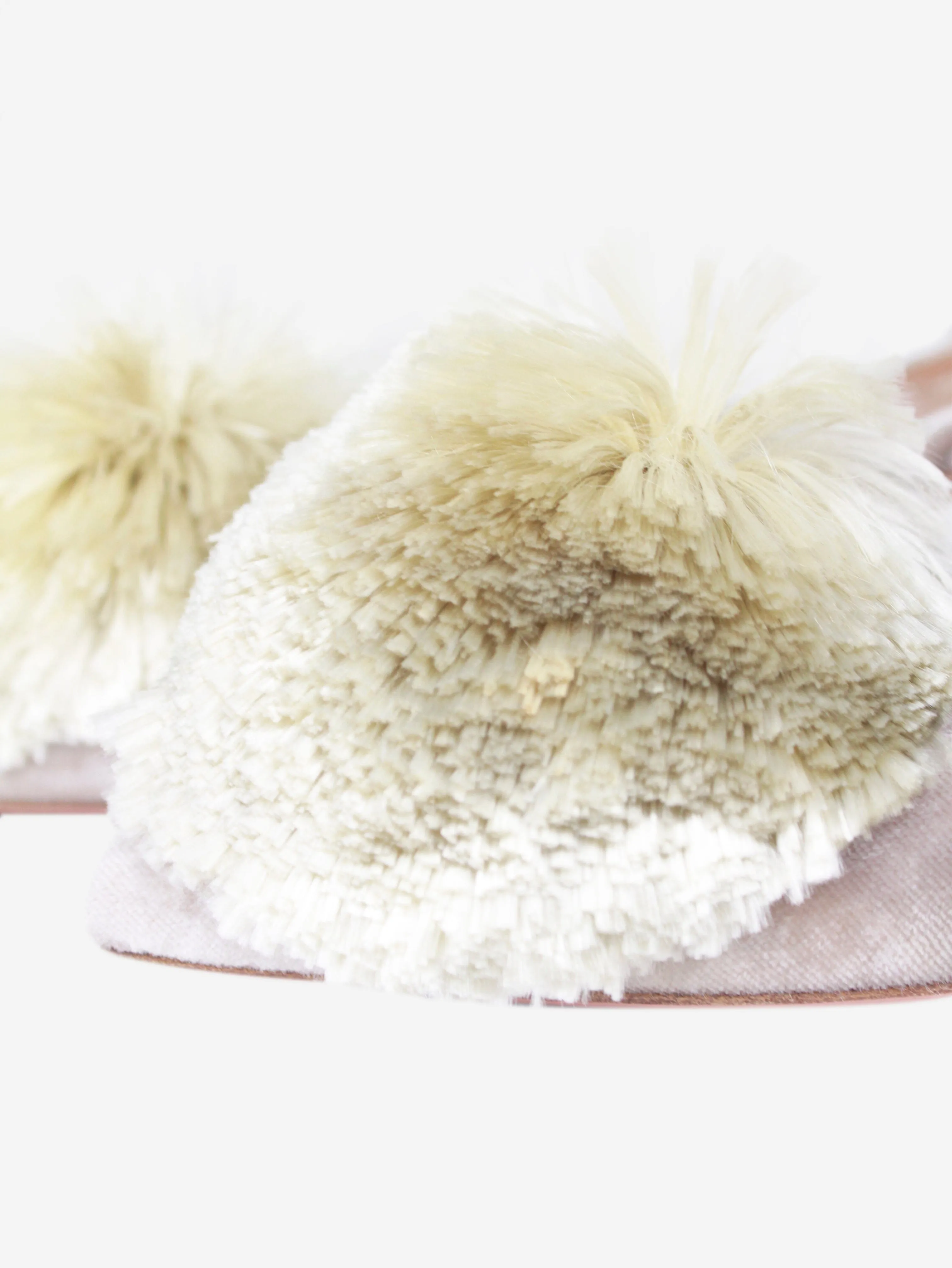 Beige pompom slingback mules - size EU 37