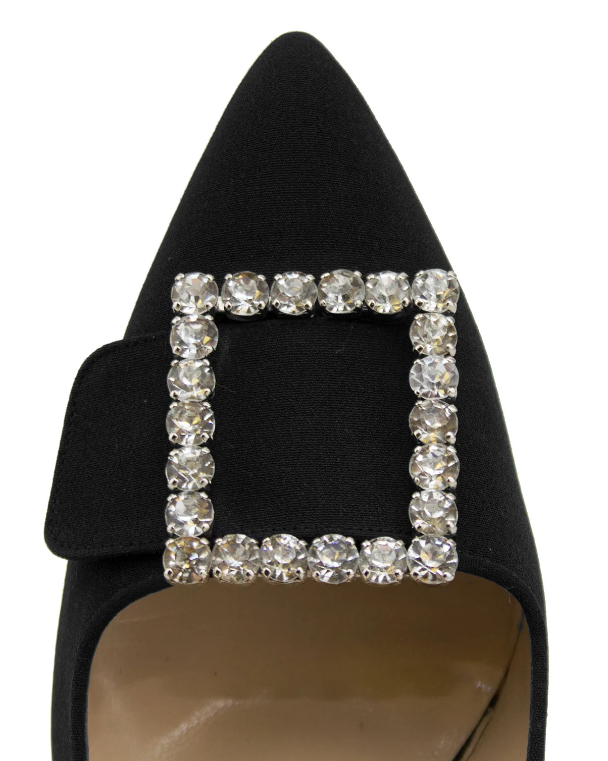 Black Satin & Rhinestone Mules Unused