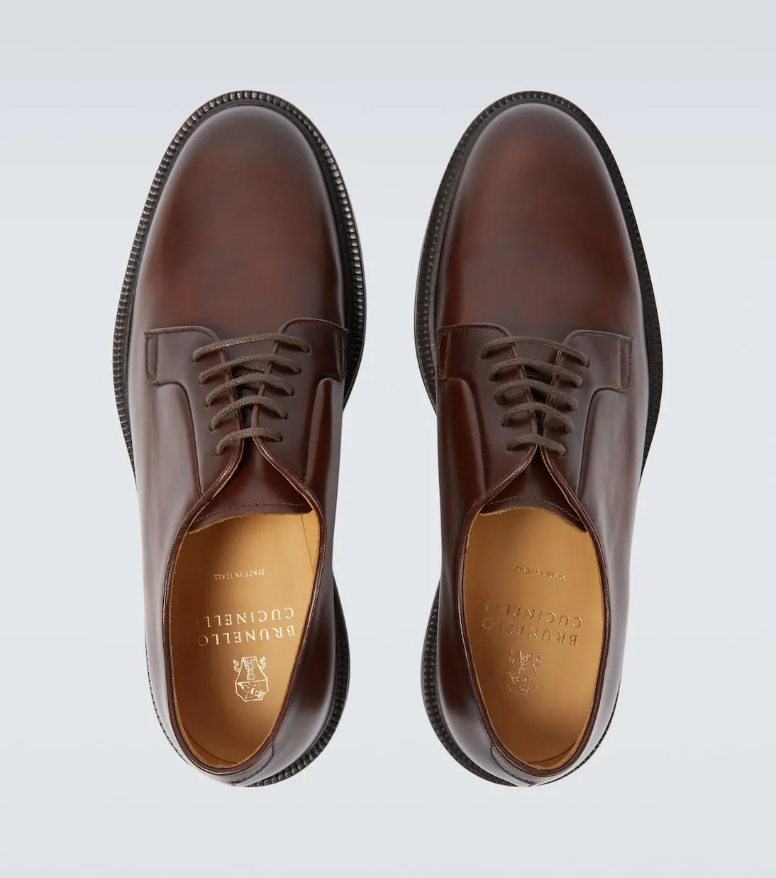 Brunello Cucinelli leather derby shoes, brown