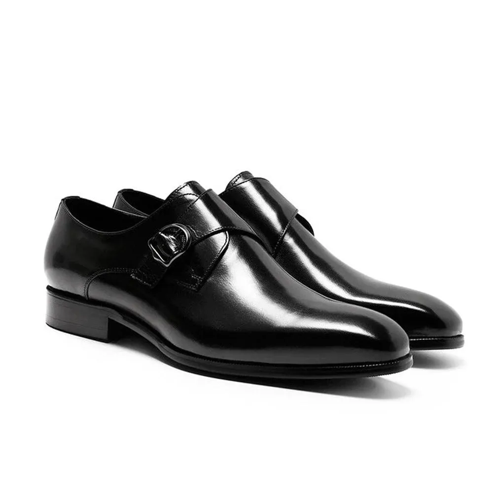 Hemsworth Black Single Monk Strap