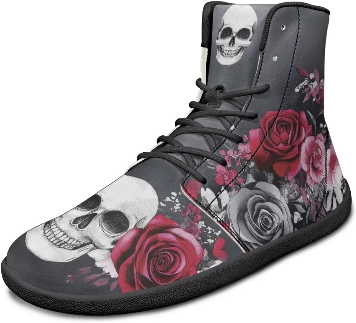 JoyLamoria Bling Bling Butterfly Print High Top Sneakers Lace up Leather Shoes Fashion High Top Flats Barefoot Wide Shoes Y2K for Girls