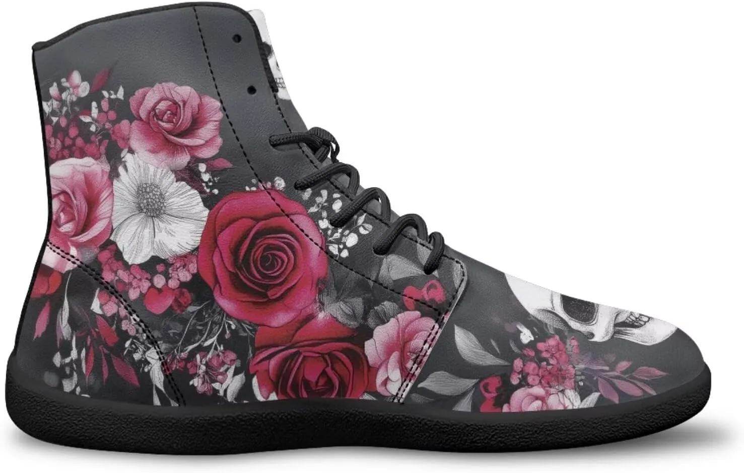 JoyLamoria Bling Bling Butterfly Print High Top Sneakers Lace up Leather Shoes Fashion High Top Flats Barefoot Wide Shoes Y2K for Girls