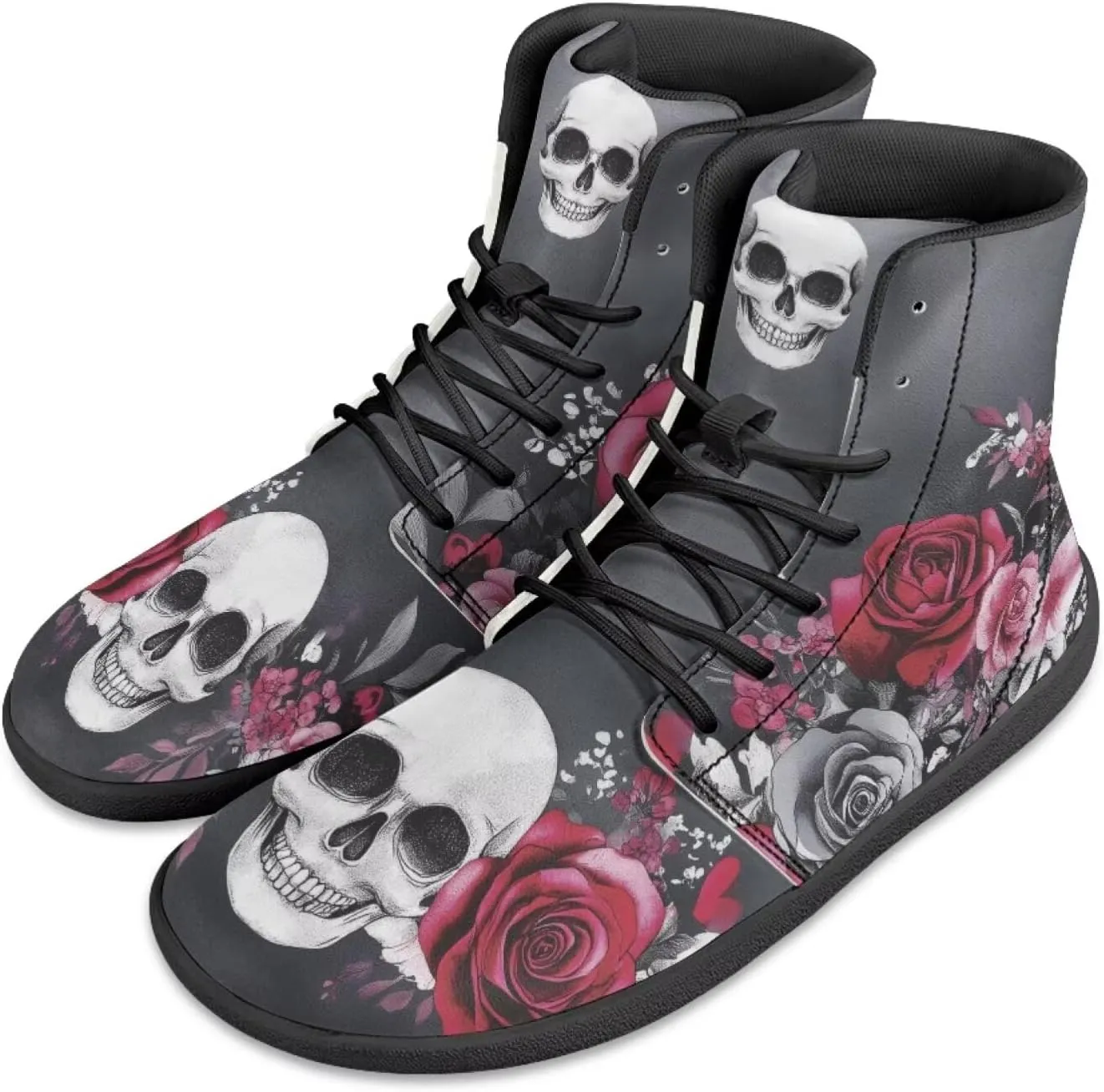 JoyLamoria Bling Bling Butterfly Print High Top Sneakers Lace up Leather Shoes Fashion High Top Flats Barefoot Wide Shoes Y2K for Girls