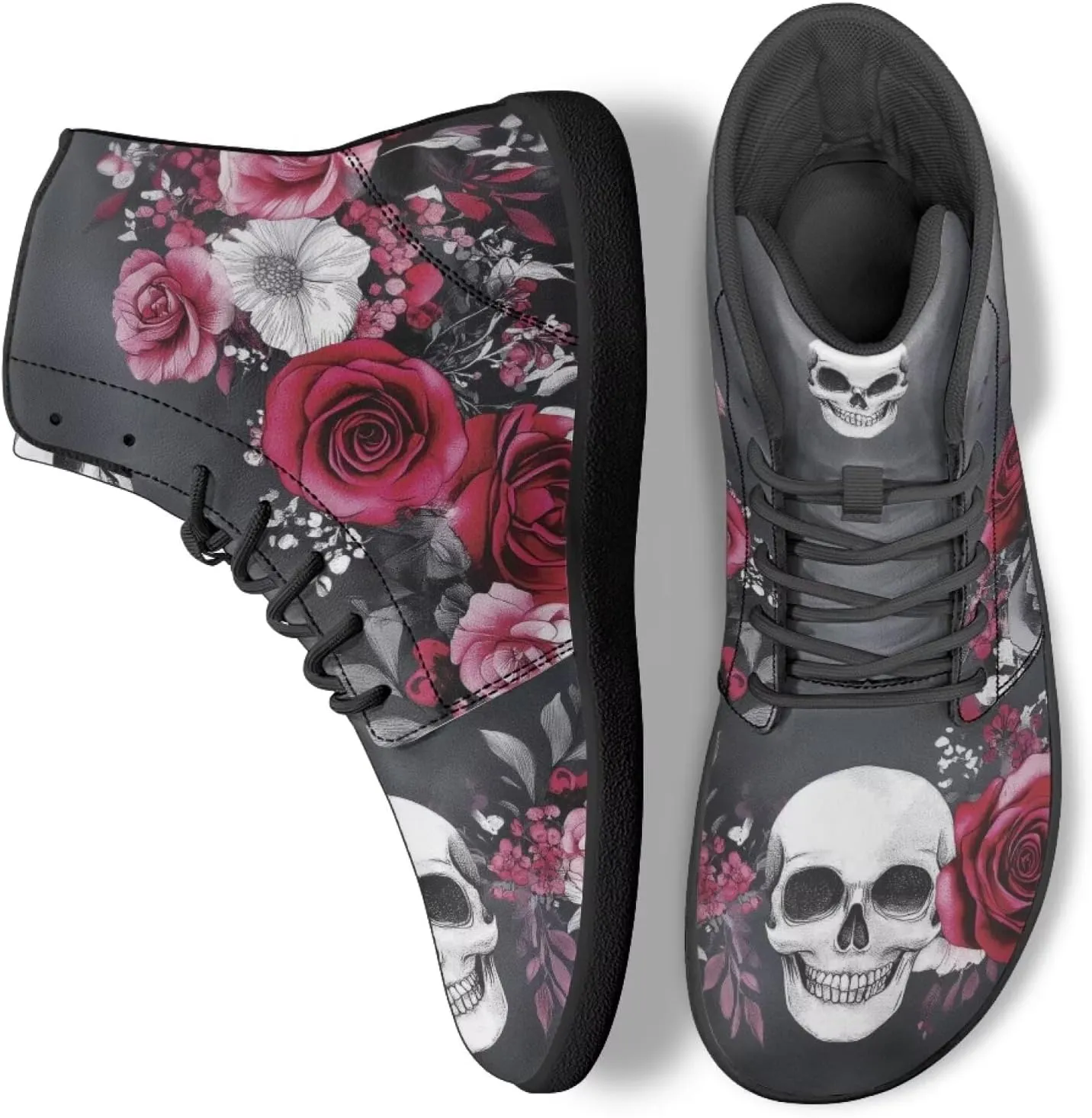 JoyLamoria Bling Bling Butterfly Print High Top Sneakers Lace up Leather Shoes Fashion High Top Flats Barefoot Wide Shoes Y2K for Girls