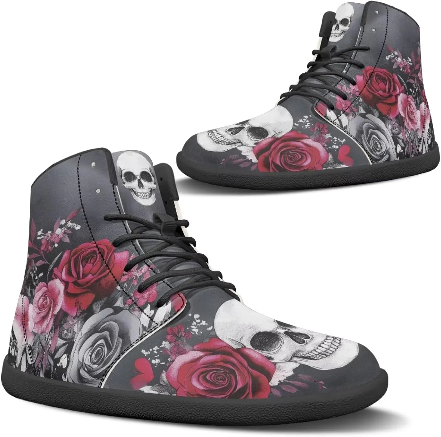 JoyLamoria Bling Bling Butterfly Print High Top Sneakers Lace up Leather Shoes Fashion High Top Flats Barefoot Wide Shoes Y2K for Girls